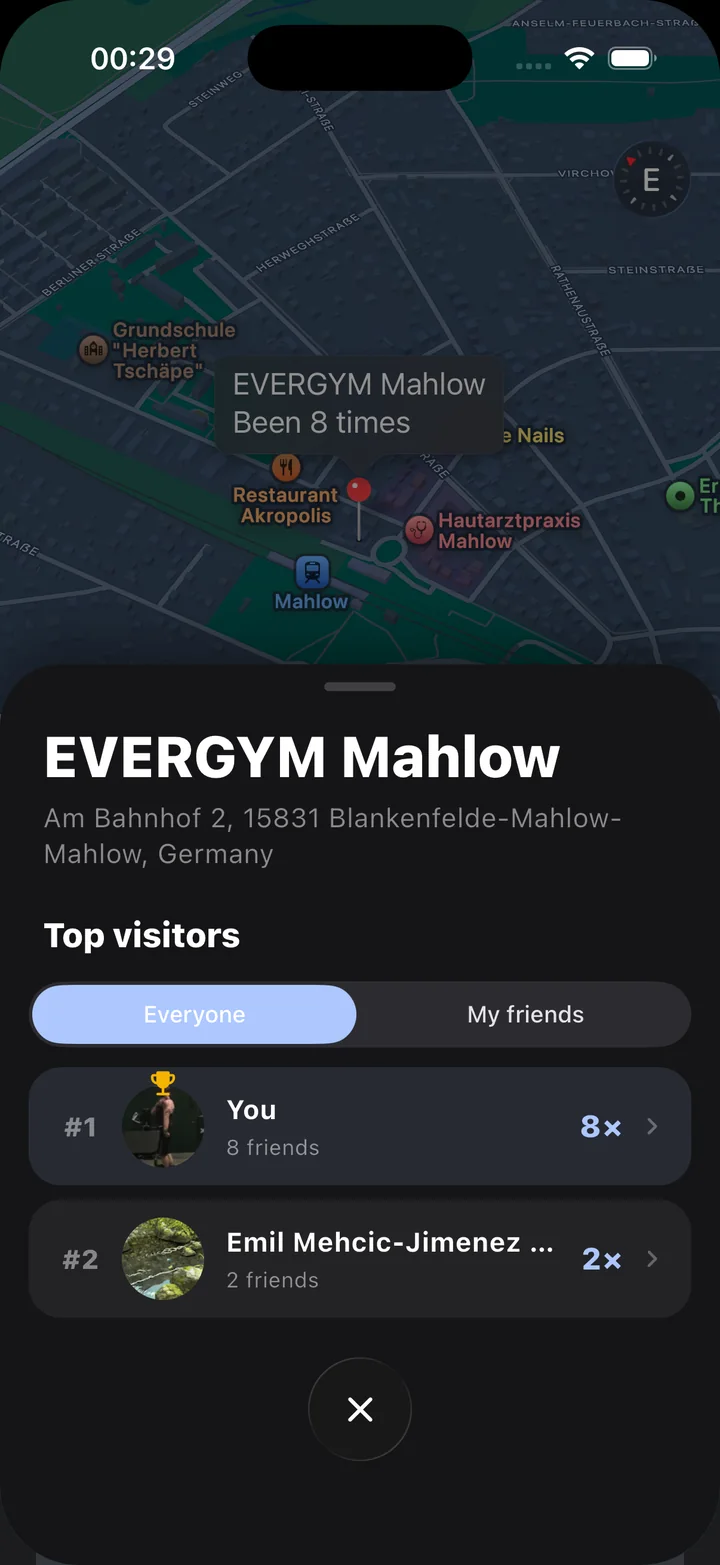 Corely gym leaderboard map