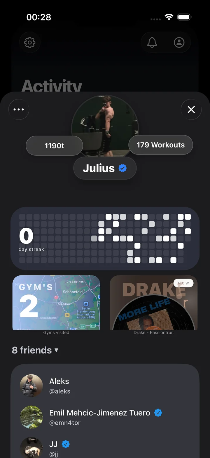 Corely profile screen
