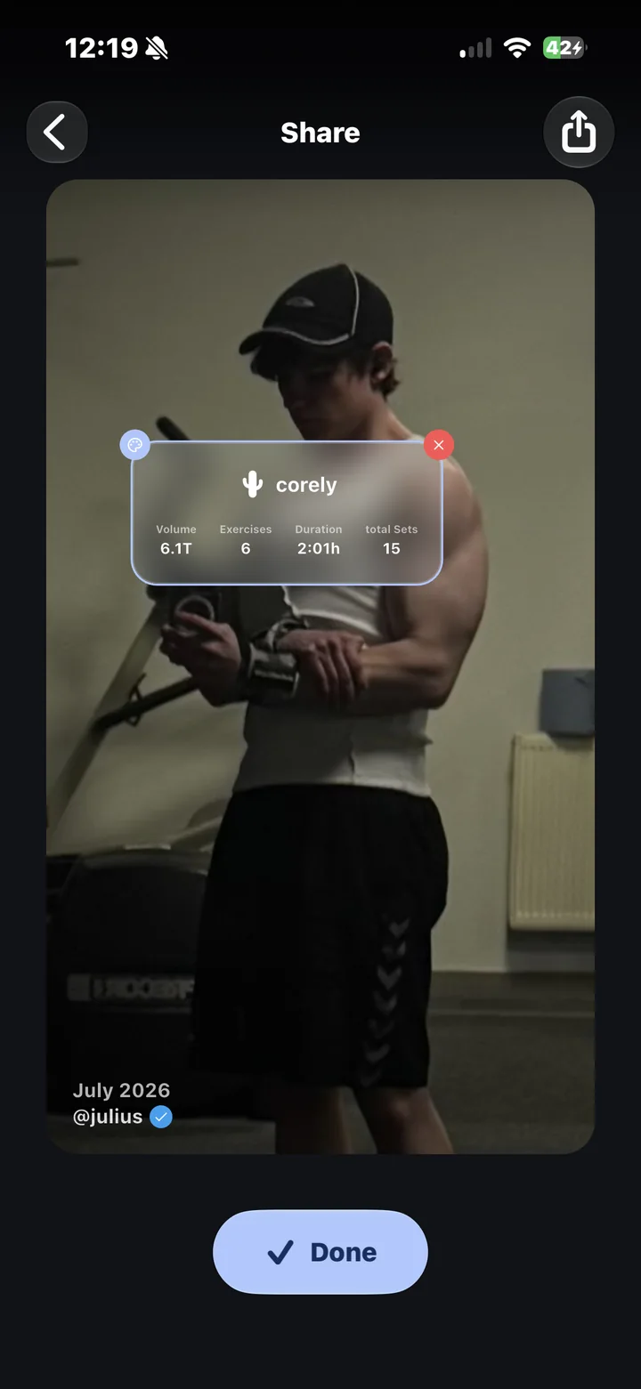 Corely share card